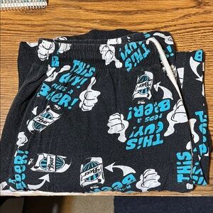 Black Graphic Lounge Joggers with Teal and White Print